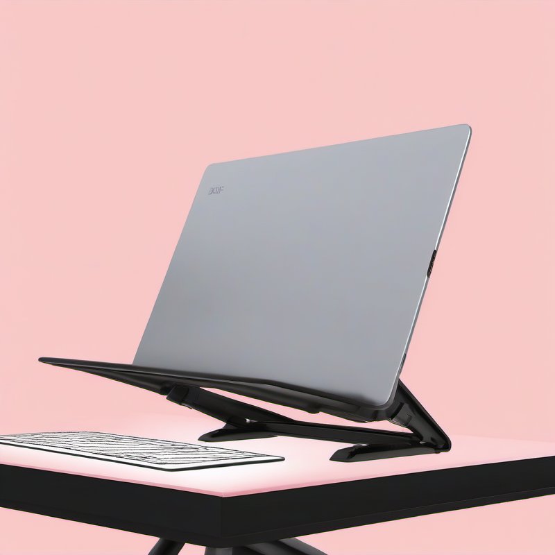 Illustrative image for Tonmom Laptop Stand for Desk, Adjustable Laptop Riser ABS+Silicone Foldable Portable Notebook Holder, Ventilated Cooling Notebook Mount Computer Stand for 10-15.6” Laptops,Tablets-Black