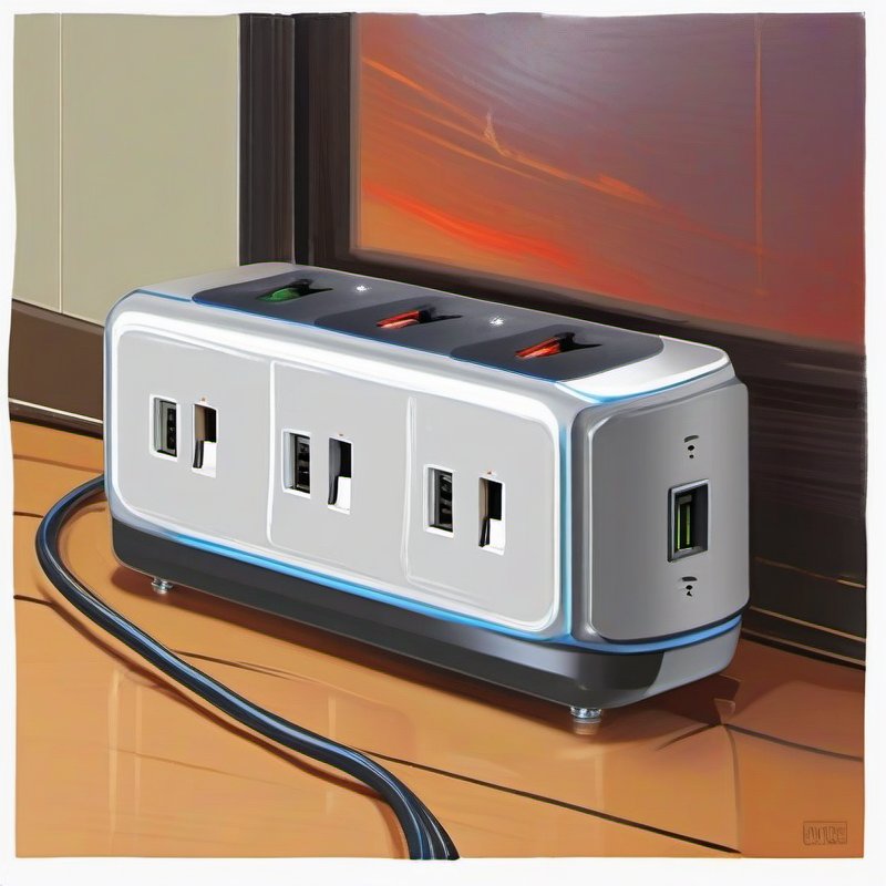 Illustrative image for Wall Charger, Surge Protector, QINLIANF 5 Outlet Extender with 4 USB Charging Ports, 3-Sided 1680J Power Strip Multi Plug Adapter Spaced for Home Travel Office