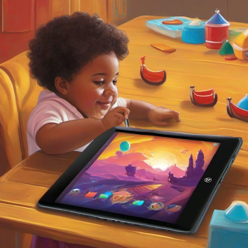 Illustrative image for Amazon Fire 7 Kids tablet (newest model) ages 3-7. Top-selling 7" kids tablet on Amazon. Includes 6 months of ad-free and exclusive content, easy parental controls, 10-hr battery, 16 GB, Blue